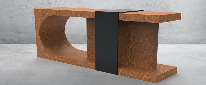 Rectangular Wood Console Table with Metal Band