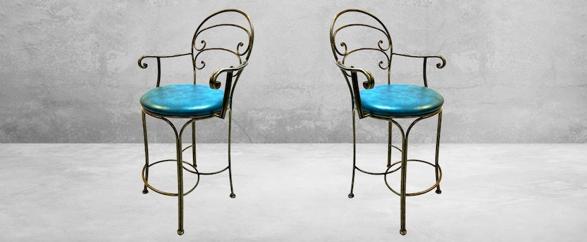 Wrought Aluminum Outdoor Stool with Arms (available in dining, counter or bar height)