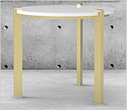 Round End Table with Caotured Top – wells-ind